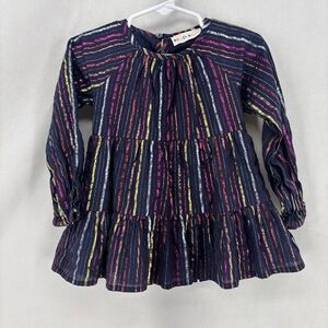 Roller Rabbit Girls Navy Metallic Stripe Long Sleeve Dress Size 24 months baby